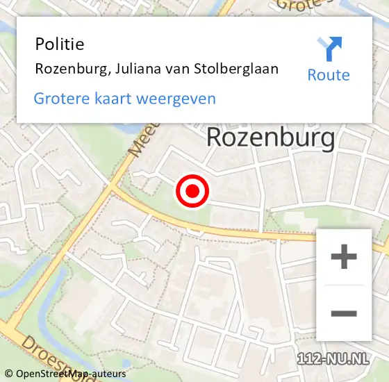 Locatie op kaart van de 112 melding: Politie Rozenburg, Juliana van Stolberglaan op 19 november 2021 23:40