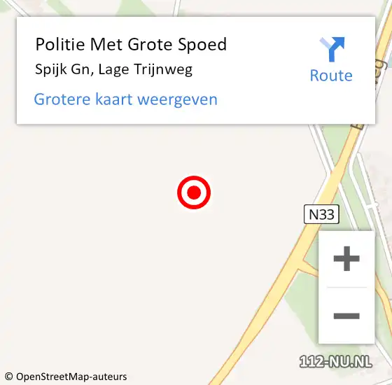 Locatie op kaart van de 112 melding: Politie Met Grote Spoed Naar Spijk Gn, Lage Trijnweg op 19 november 2021 23:40