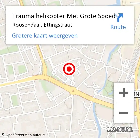 Locatie op kaart van de 112 melding: Trauma helikopter Met Grote Spoed Naar Roosendaal, Ettingstraat op 20 november 2021 00:06