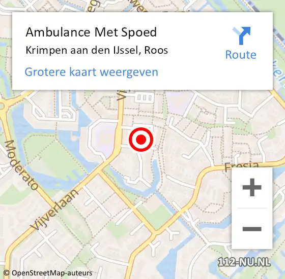 Locatie op kaart van de 112 melding: Ambulance Met Spoed Naar Krimpen aan den IJssel, Roos op 20 november 2021 00:20