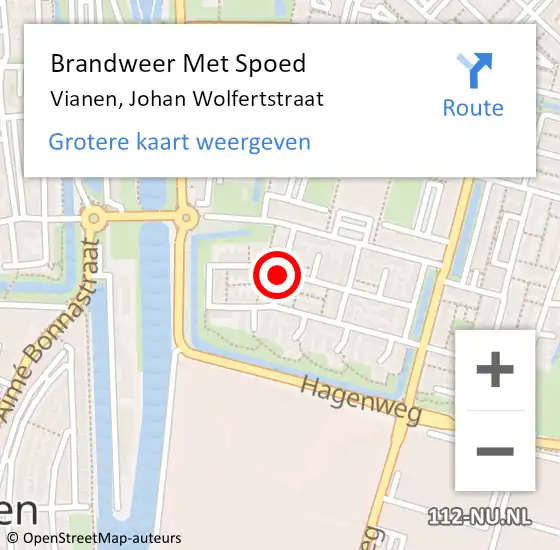 Locatie op kaart van de 112 melding: Brandweer Met Spoed Naar Vianen, Johan Wolfertstraat op 20 november 2021 00:40