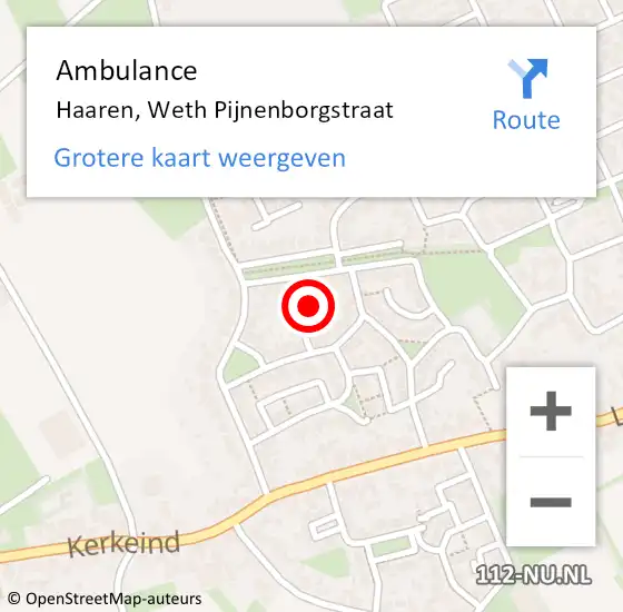 Locatie op kaart van de 112 melding: Ambulance Haaren, Weth Pijnenborgstraat op 29 juni 2014 23:35