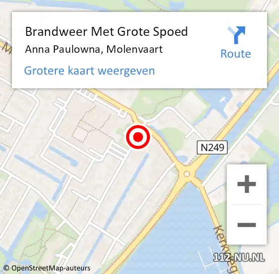 Locatie op kaart van de 112 melding: Brandweer Met Grote Spoed Naar Anna Paulowna, Molenvaart op 20 november 2021 01:01