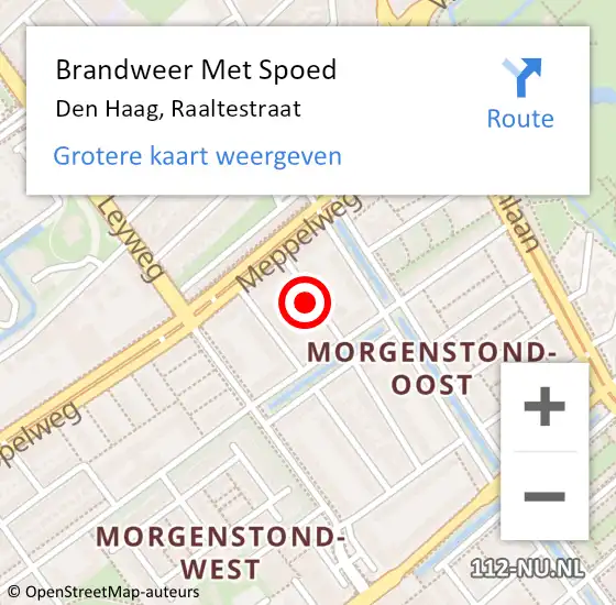 Locatie op kaart van de 112 melding: Brandweer Met Spoed Naar Den Haag, Raaltestraat op 20 november 2021 01:20