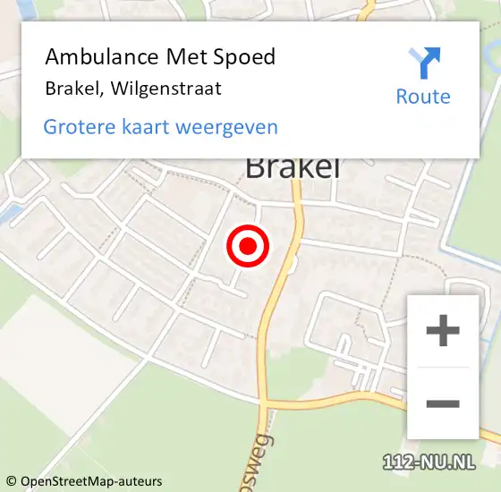 Locatie op kaart van de 112 melding: Ambulance Met Spoed Naar Brakel, Wilgenstraat op 20 november 2021 01:31