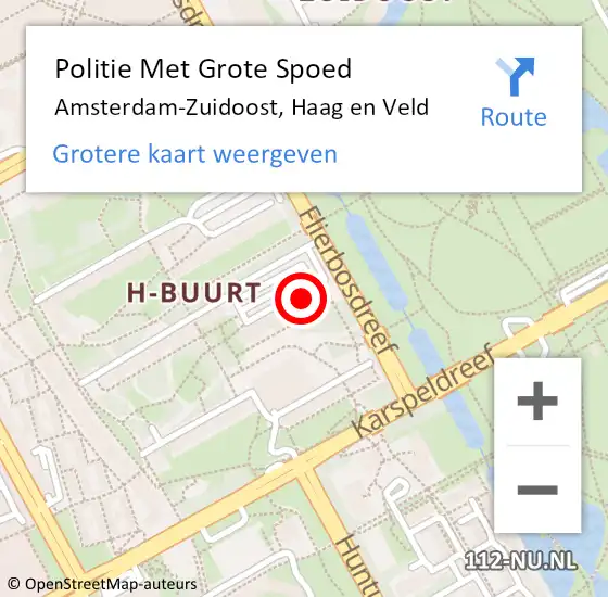 Locatie op kaart van de 112 melding: Politie Met Grote Spoed Naar Amsterdam-Zuidoost, Haag en Veld op 20 november 2021 01:33