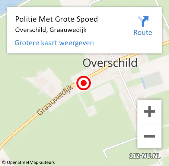 Locatie op kaart van de 112 melding: Politie Met Grote Spoed Naar Overschild, Graauwedijk op 20 november 2021 01:51