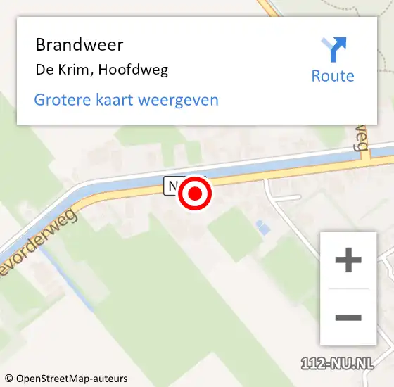 Locatie op kaart van de 112 melding: Brandweer De Krim, Hoofdweg op 20 november 2021 02:25