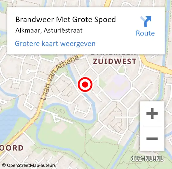 Locatie op kaart van de 112 melding: Brandweer Met Grote Spoed Naar Alkmaar, Asturiëstraat op 20 november 2021 02:30