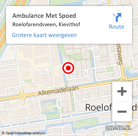 Locatie op kaart van de 112 melding: Ambulance Met Spoed Naar Roelofarendsveen, Kievithof op 20 november 2021 02:51