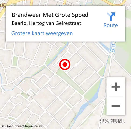 Locatie op kaart van de 112 melding: Brandweer Met Grote Spoed Naar Baarlo, Hertog van Gelrestraat op 20 november 2021 02:56