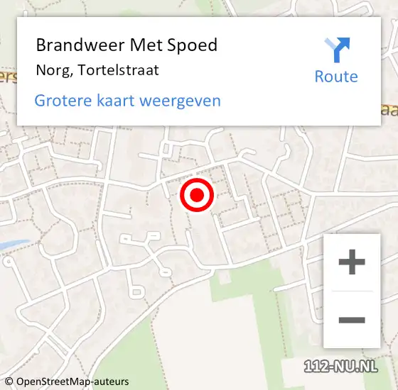 Locatie op kaart van de 112 melding: Brandweer Met Spoed Naar Norg, Tortelstraat op 20 november 2021 04:16