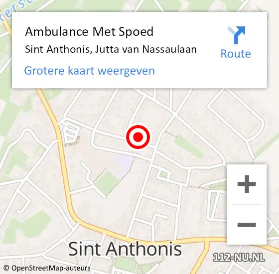 Locatie op kaart van de 112 melding: Ambulance Met Spoed Naar Sint Anthonis, Jutta van Nassaulaan op 29 juni 2014 23:47