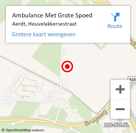 Locatie op kaart van de 112 melding: Ambulance Met Grote Spoed Naar Aerdt, Heuvelakkersestraat op 20 november 2021 05:12