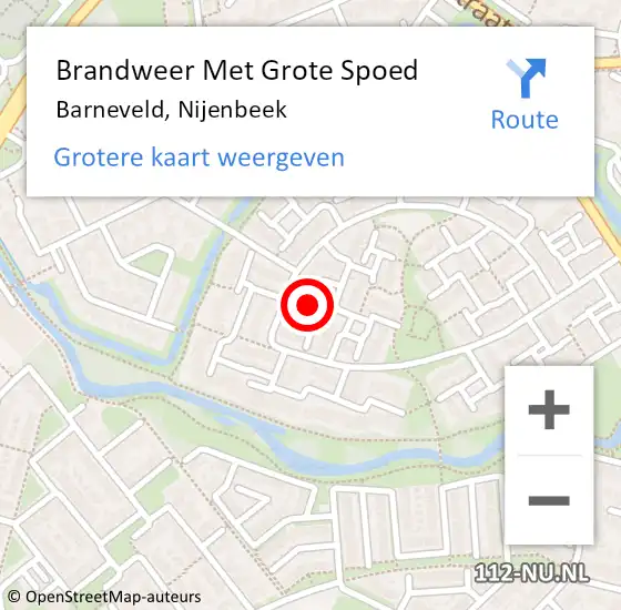 Locatie op kaart van de 112 melding: Brandweer Met Grote Spoed Naar Barneveld, Nijenbeek op 20 november 2021 05:16