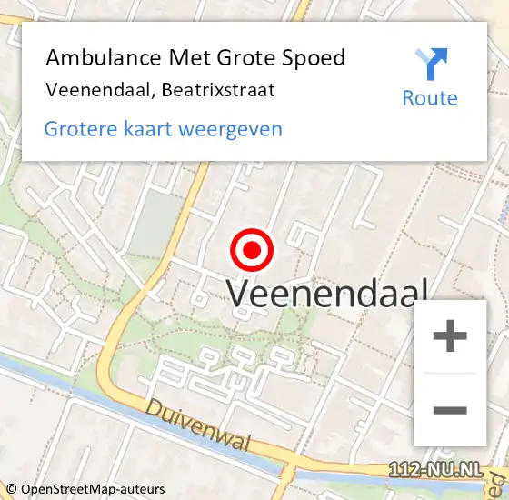 Locatie op kaart van de 112 melding: Ambulance Met Grote Spoed Naar Veenendaal, Beatrixstraat op 20 november 2021 06:02