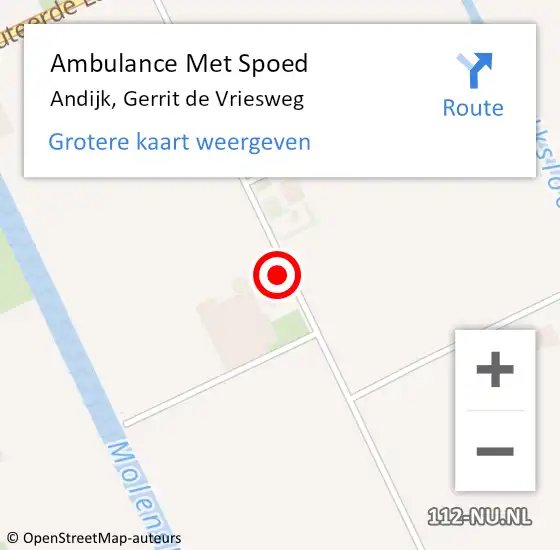 Locatie op kaart van de 112 melding: Ambulance Met Spoed Naar Andijk, Gerrit de Vriesweg op 20 november 2021 06:53