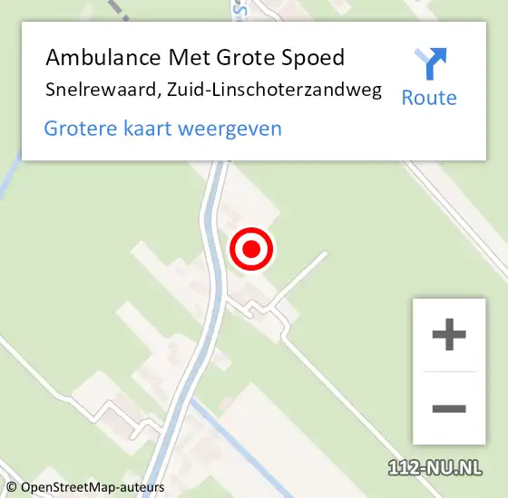 Locatie op kaart van de 112 melding: Ambulance Met Grote Spoed Naar Snelrewaard, Zuid-Linschoterzandweg op 20 november 2021 08:48