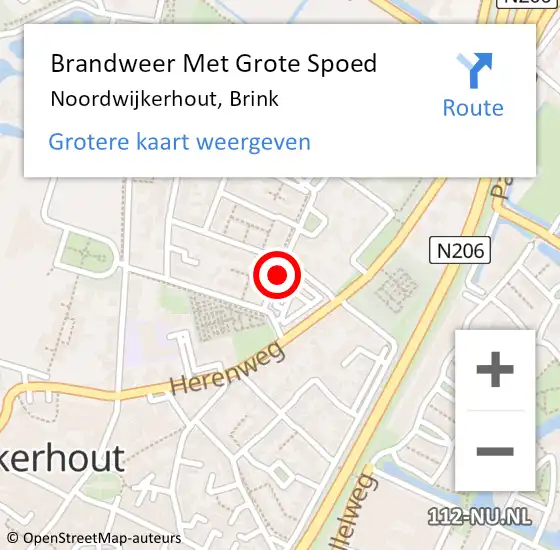 Locatie op kaart van de 112 melding: Brandweer Met Grote Spoed Naar Noordwijkerhout, Brink op 20 november 2021 09:00