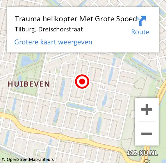 Locatie op kaart van de 112 melding: Trauma helikopter Met Grote Spoed Naar Tilburg, Dreischorstraat op 20 november 2021 09:08