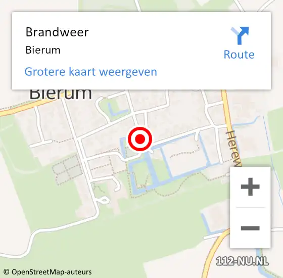 Locatie op kaart van de 112 melding: Brandweer Bierum op 20 november 2021 09:16