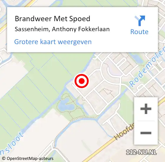 Locatie op kaart van de 112 melding: Brandweer Met Spoed Naar Sassenheim, Anthony Fokkerlaan op 20 november 2021 09:39