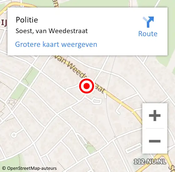 Locatie op kaart van de 112 melding: Politie Soest, van Weedestraat op 20 november 2021 09:39