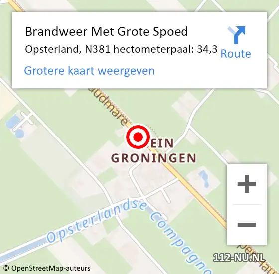 Locatie op kaart van de 112 melding: Brandweer Met Grote Spoed Naar Opsterland, N381 hectometerpaal: 34,3 op 20 november 2021 09:52