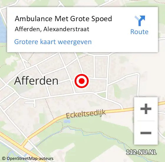 Locatie op kaart van de 112 melding: Ambulance Met Grote Spoed Naar Afferden, Alexanderstraat op 30 juni 2014 00:20