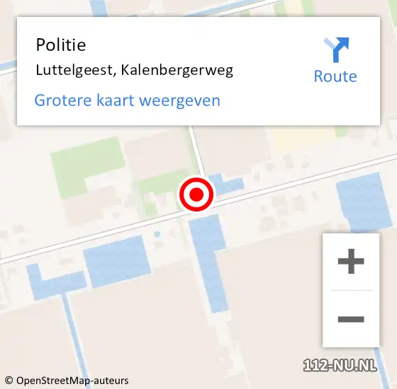 Locatie op kaart van de 112 melding: Politie Luttelgeest, Kalenbergerweg op 20 november 2021 10:33