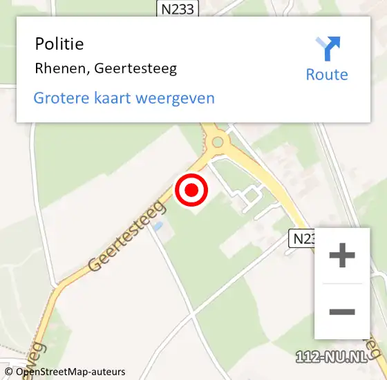 Locatie op kaart van de 112 melding: Politie Rhenen, Geertesteeg op 20 november 2021 10:42