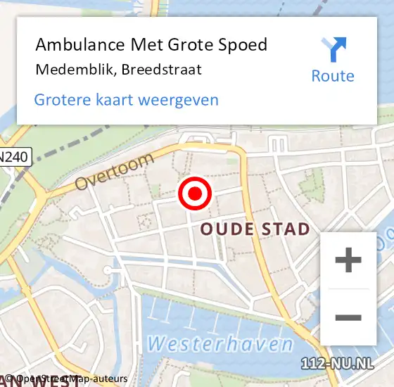 Locatie op kaart van de 112 melding: Ambulance Met Grote Spoed Naar Medemblik, Breedstraat op 20 november 2021 10:58