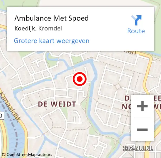 Locatie op kaart van de 112 melding: Ambulance Met Spoed Naar Koedijk, Kromdel op 20 november 2021 11:03