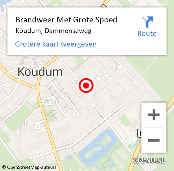 Locatie op kaart van de 112 melding: Brandweer Met Grote Spoed Naar Koudum, Dammenseweg op 20 november 2021 11:09