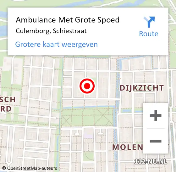 Locatie op kaart van de 112 melding: Ambulance Met Grote Spoed Naar Culemborg, Schiestraat op 20 november 2021 11:10