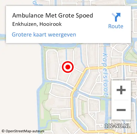 Locatie op kaart van de 112 melding: Ambulance Met Grote Spoed Naar Enkhuizen, Hooirook op 20 november 2021 11:34
