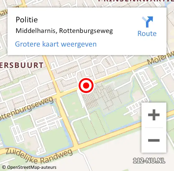 Locatie op kaart van de 112 melding: Politie Middelharnis, Rottenburgseweg op 20 november 2021 11:38