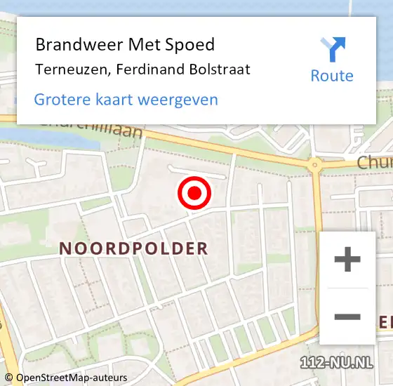 Locatie op kaart van de 112 melding: Brandweer Met Spoed Naar Terneuzen, Ferdinand Bolstraat op 20 november 2021 11:41