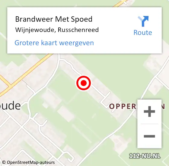 Locatie op kaart van de 112 melding: Brandweer Met Spoed Naar Wijnjewoude, Russchenreed op 20 november 2021 11:59