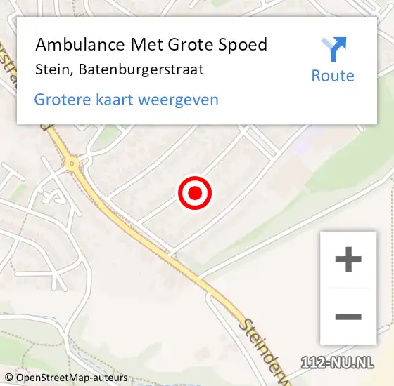 Locatie op kaart van de 112 melding: Ambulance Met Grote Spoed Naar Stein, Batenburgerstraat op 30 juni 2014 00:45