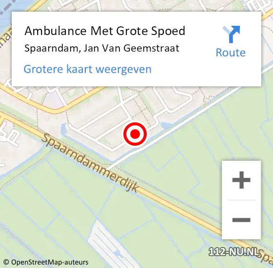 Locatie op kaart van de 112 melding: Ambulance Met Grote Spoed Naar Spaarndam, Jan Van Geemstraat op 30 juni 2014 00:46