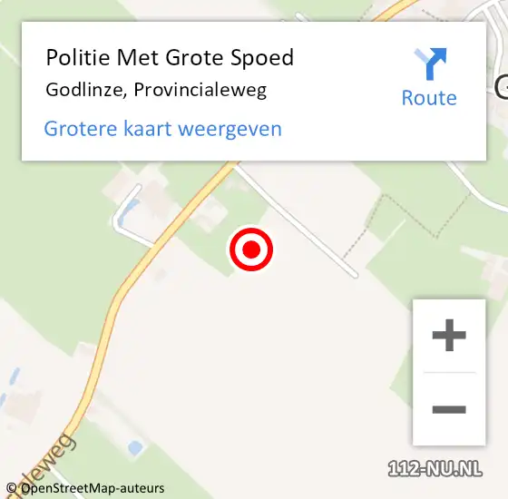 Locatie op kaart van de 112 melding: Politie Met Grote Spoed Naar Godlinze, Provincialeweg op 20 november 2021 12:33