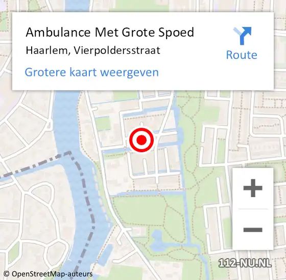 Locatie op kaart van de 112 melding: Ambulance Met Grote Spoed Naar Haarlem, Vierpoldersstraat op 20 november 2021 12:45