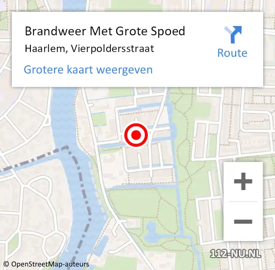 Locatie op kaart van de 112 melding: Brandweer Met Grote Spoed Naar Haarlem, Vierpoldersstraat op 20 november 2021 13:00