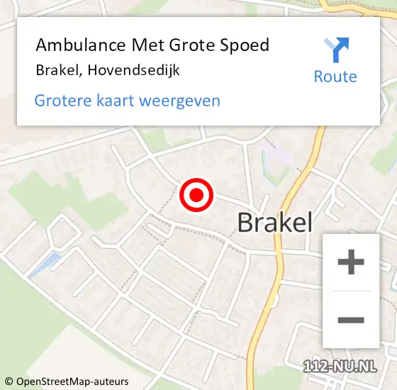 Locatie op kaart van de 112 melding: Ambulance Met Grote Spoed Naar Brakel, Hovendsedijk op 20 november 2021 13:20