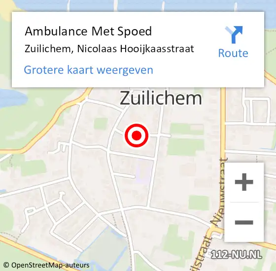 Locatie op kaart van de 112 melding: Ambulance Met Spoed Naar Zuilichem, Nicolaas Hooijkaasstraat op 20 november 2021 13:24