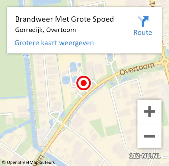 Locatie op kaart van de 112 melding: Brandweer Met Grote Spoed Naar Gorredijk, Overtoom op 20 november 2021 14:31