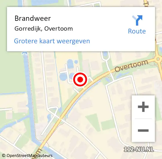 Locatie op kaart van de 112 melding: Brandweer Gorredijk, Overtoom op 20 november 2021 14:34