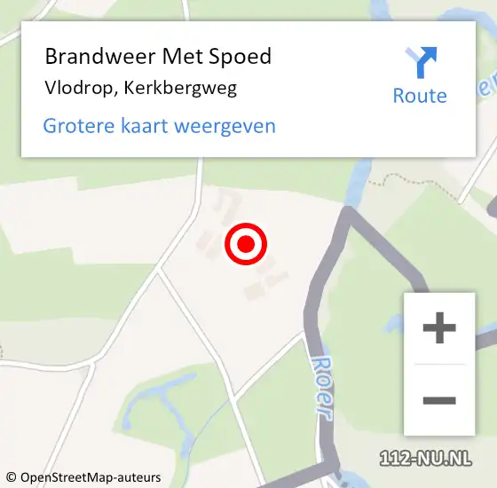 Locatie op kaart van de 112 melding: Brandweer Met Spoed Naar Vlodrop, Kerkbergweg op 20 november 2021 14:42