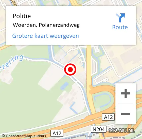 Locatie op kaart van de 112 melding: Politie Woerden, Polanerzandweg op 20 november 2021 14:44